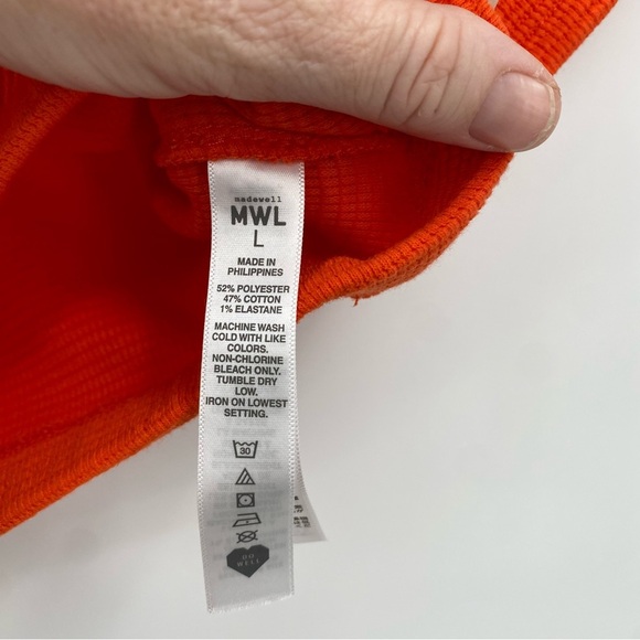 Madewell V-Neck Crop Tee Brilliant Tangerine Large - Picture 5 of 8